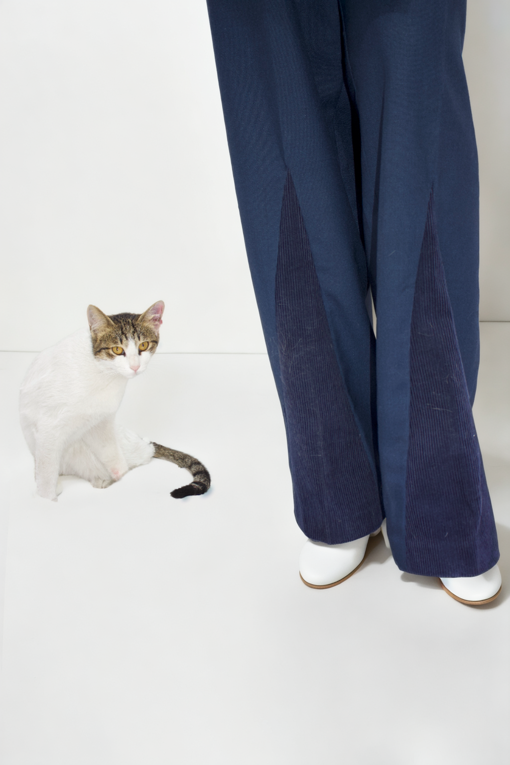 Tailored Panel Cotton and Corduroy Pants-thumbmail-5