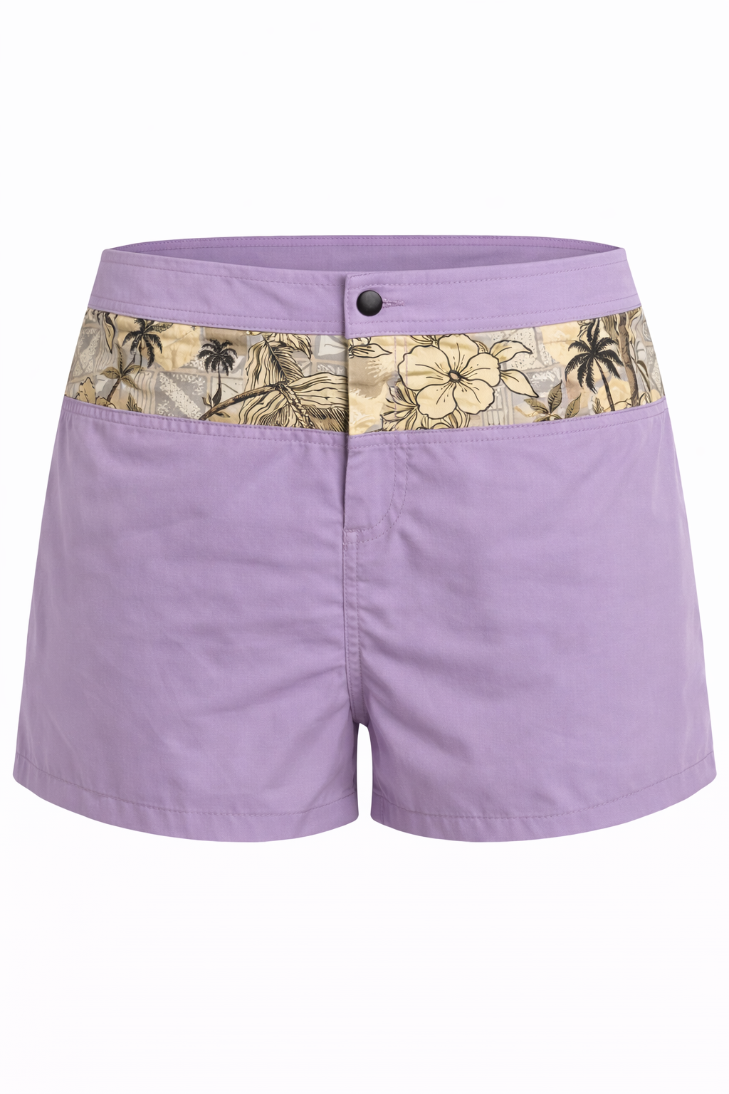 Isla Lilac Pattern-Block Women Swim Shorts