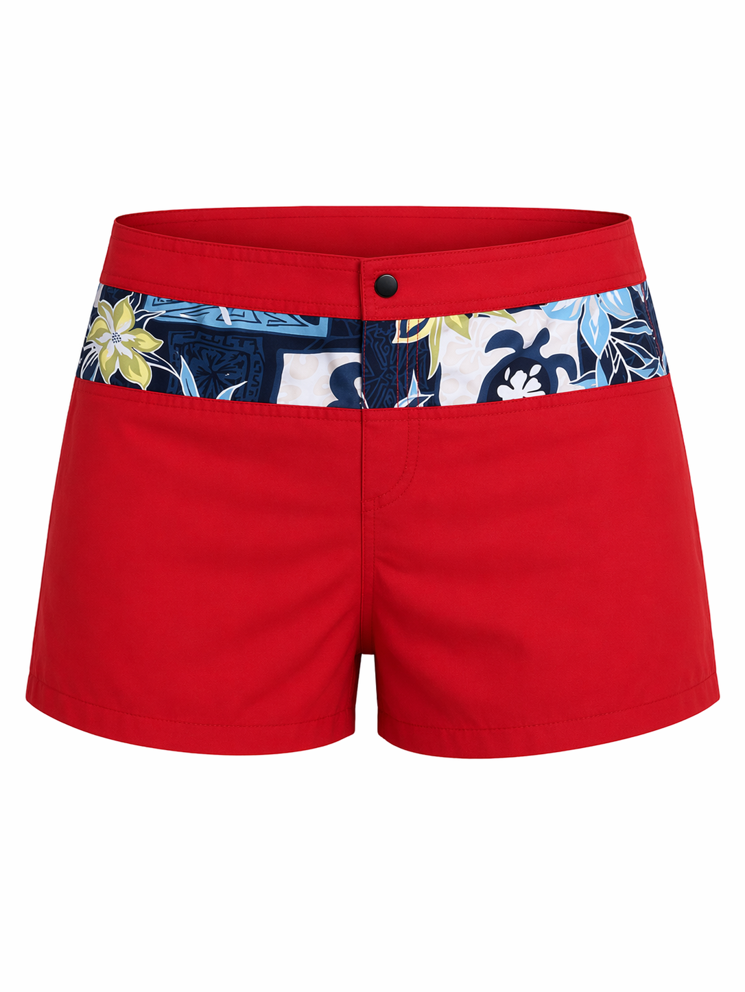 Crimson Isla Pattern-Block Swim Shorts