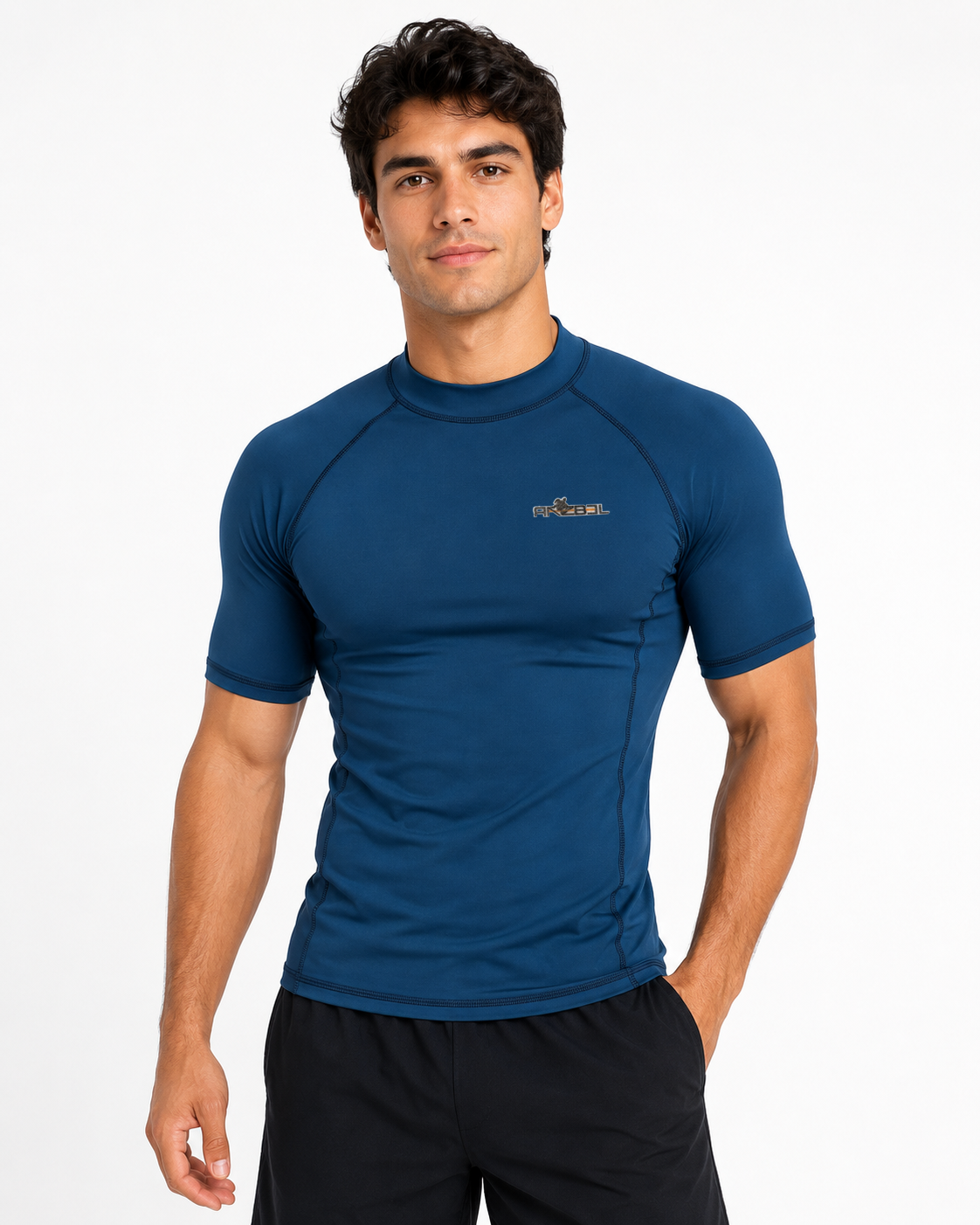 Petrol Blue Rashguard Shorts Sleeve-thumbmail-2