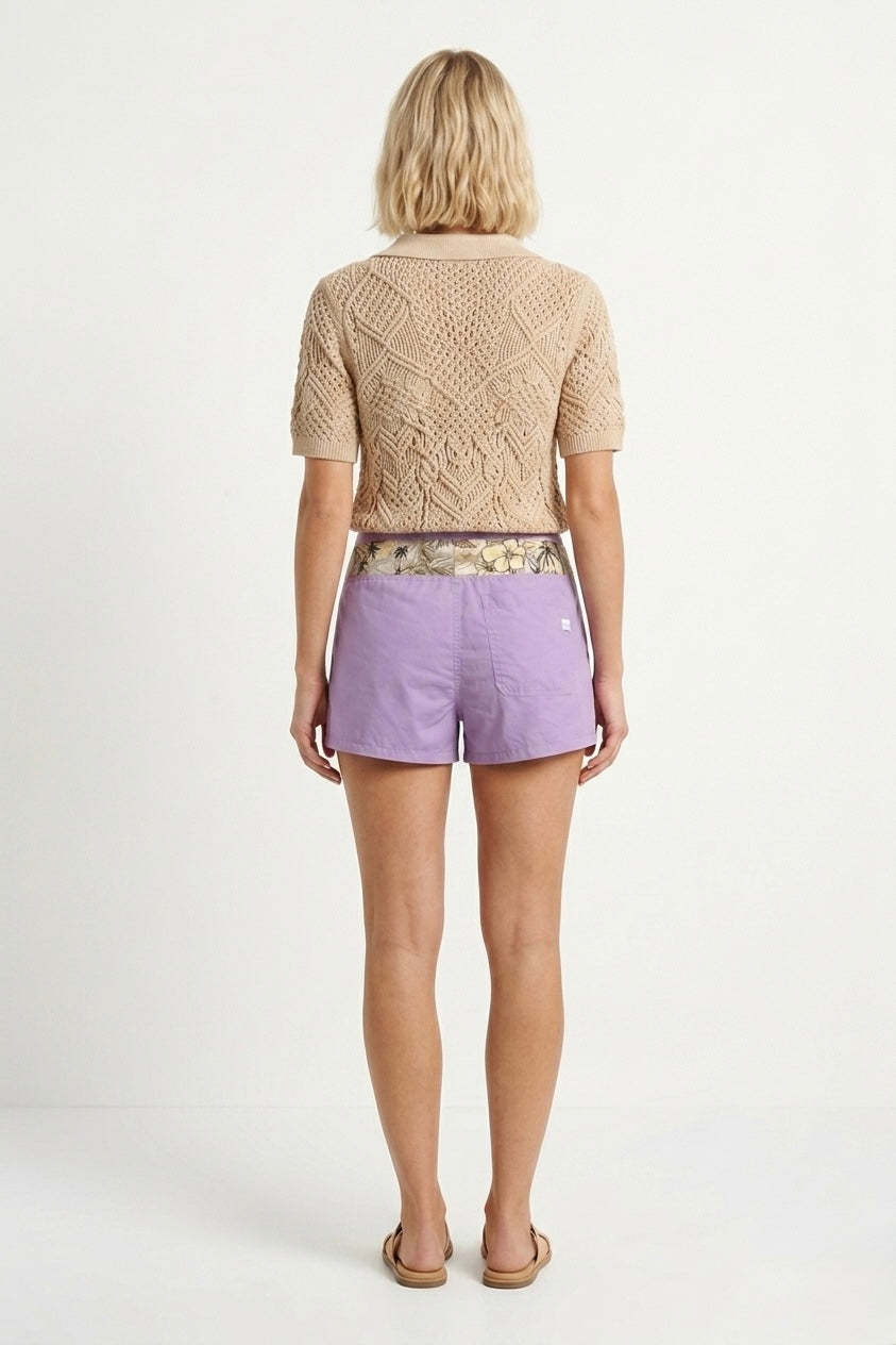 Isla Lilac Pattern-Block Women Swim Shorts-thumbmail-4