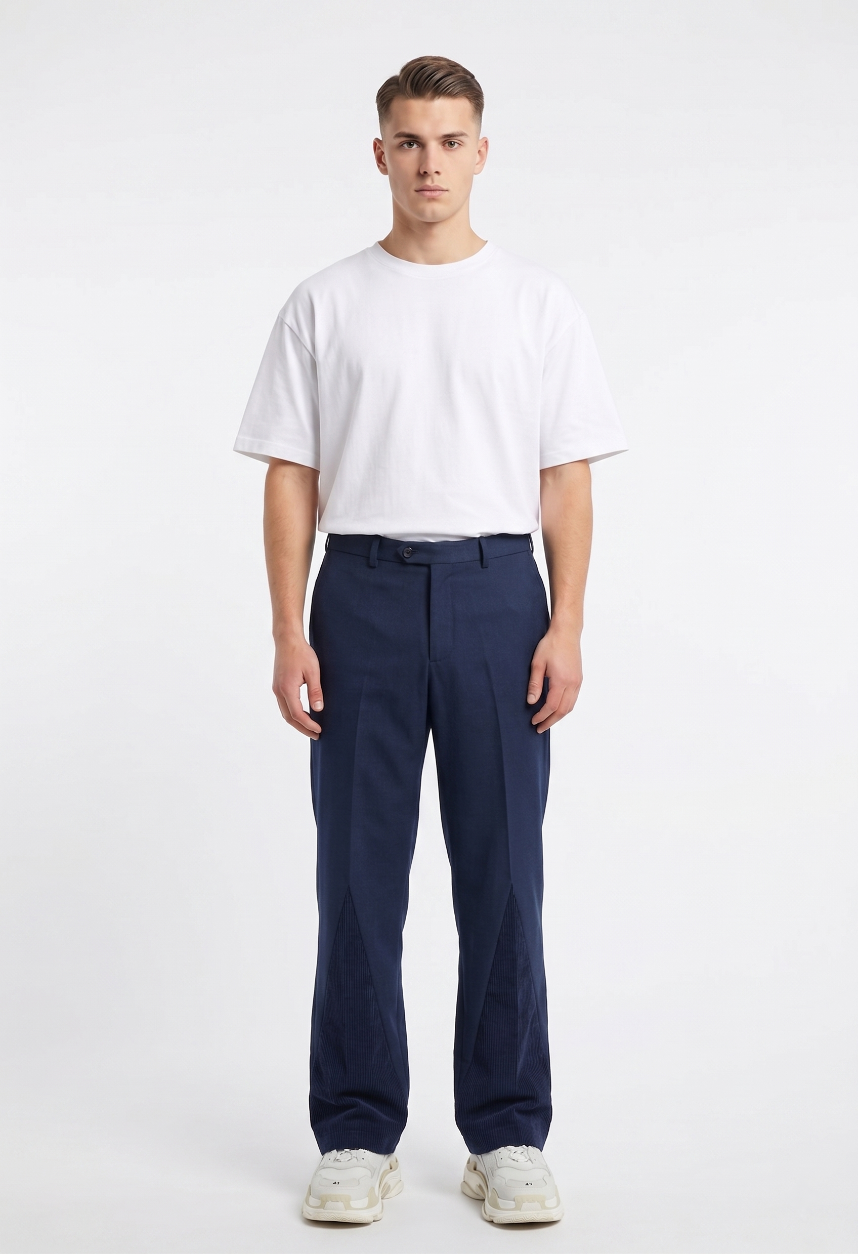 Tailored Panel Cotton and Corduroy Pants